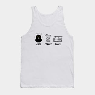 Cats Coffee And Books Tank Top